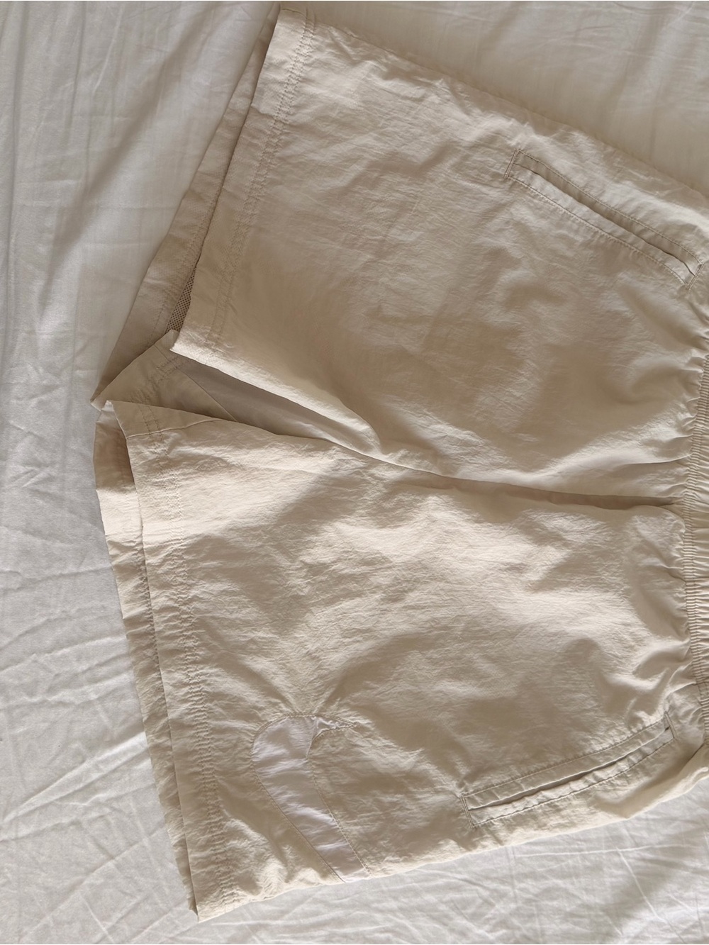 Nike Cream Drawstring Athletic Shorts with Mesh Liner